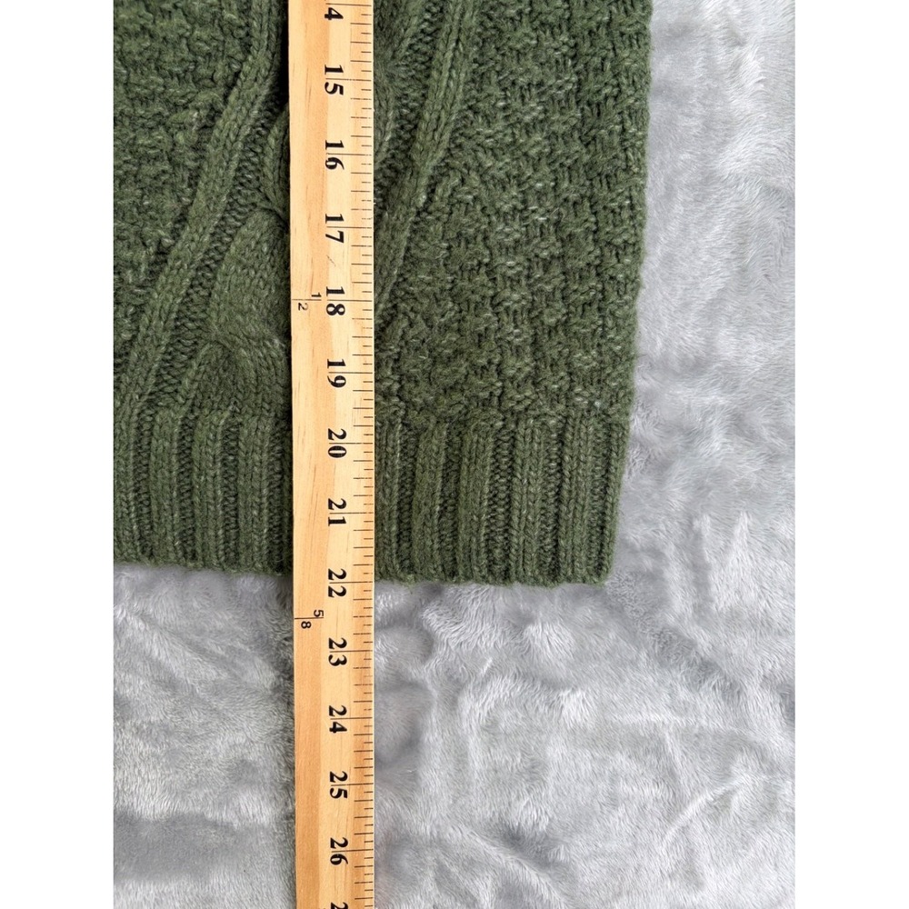 Abercrombie & Fitch Cable Knit Cardigan Sweater Womens M Olive Green V-Neck - Picture 4 of 6